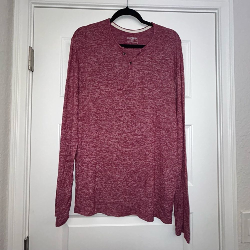Express Heathered Long Sleeve Henley Shirt